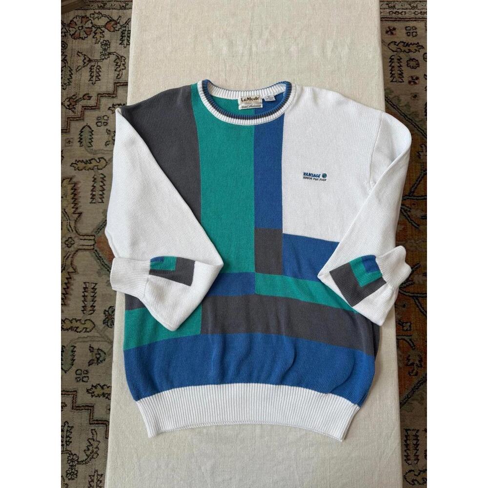 VTG Vantage Senior PGA Tour Color Block Crew Neck Sweater XL